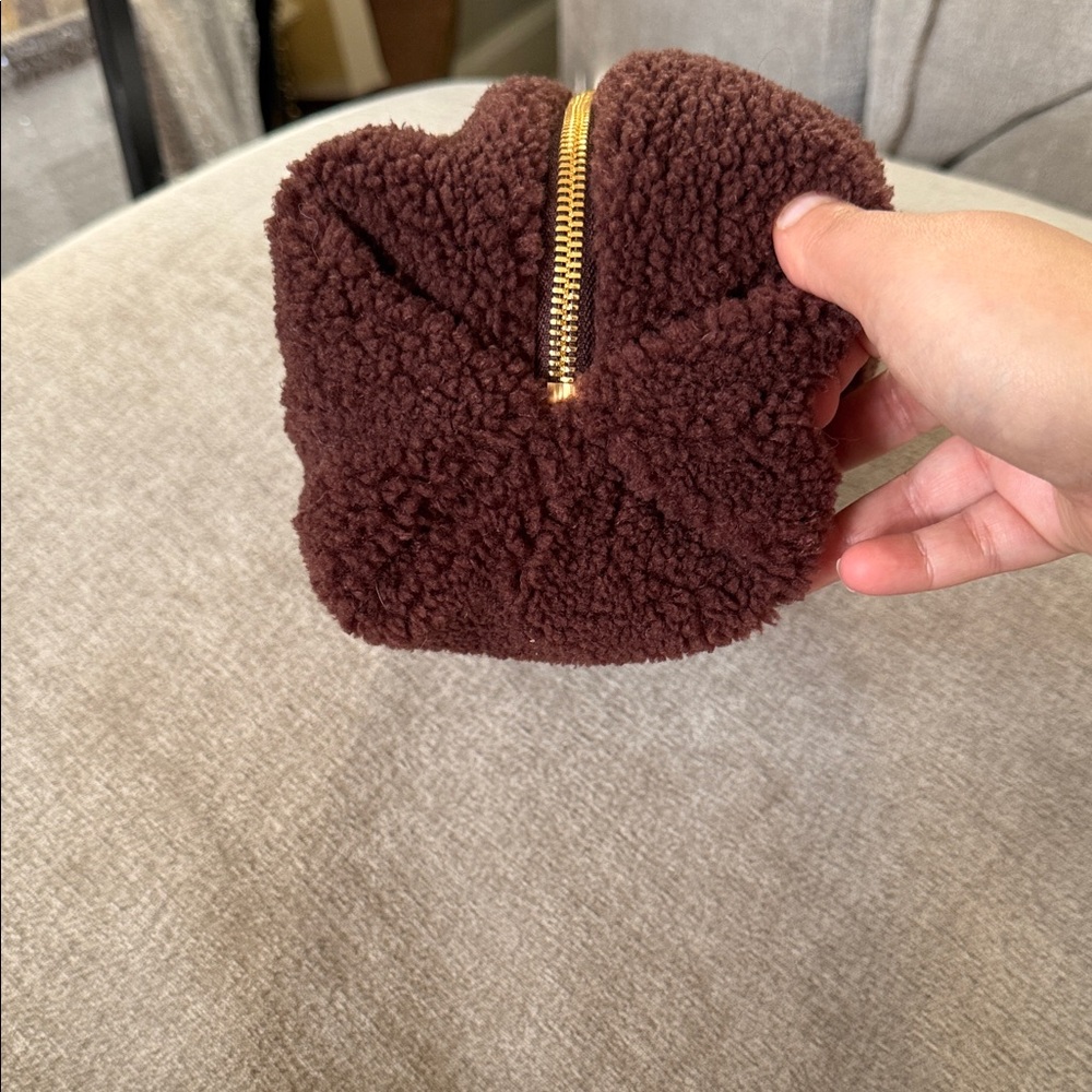 Lululemon Athletica Brown Fleece Makeup Pouch with Gold Accents - Picture 8 of 16